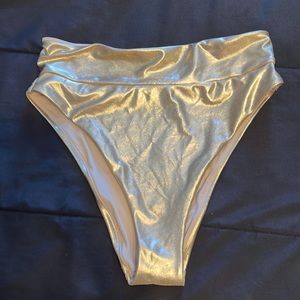 Aerie gold metallic high waisted bikini bottom, size M.